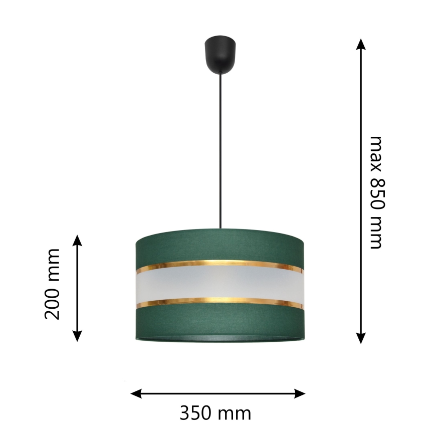 Sietynas, kabinamas ant virvės HELEN 1xE27/15W/230V diametras 35 cm žalia/auksas