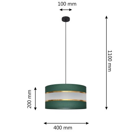 Sietynas, kabinamas ant virvės HELEN 1xE27/15W/230V diametras 40 cm žalia/auksas