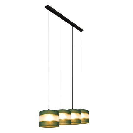 Sietynas, kabinamas ant virvės HELEN 4xE27/15W/230V žalia/auksas