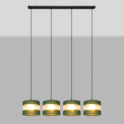 Sietynas, kabinamas ant virvės HELEN 4xE27/15W/230V žalia/auksas