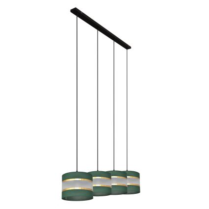 Sietynas, kabinamas ant virvės HELEN 4xE27/15W/230V žalia/auksas