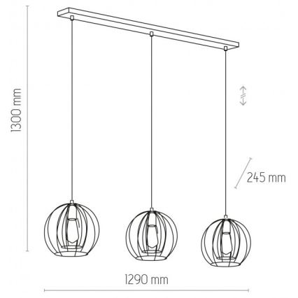 Sietynas, kabinamas ant virvės JAULA 3xE27/60W/230V