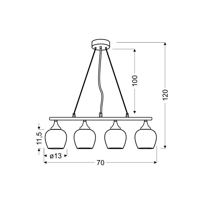Sietynas, kabinamas ant virvės SIRIUS 4xE27/60W/230V