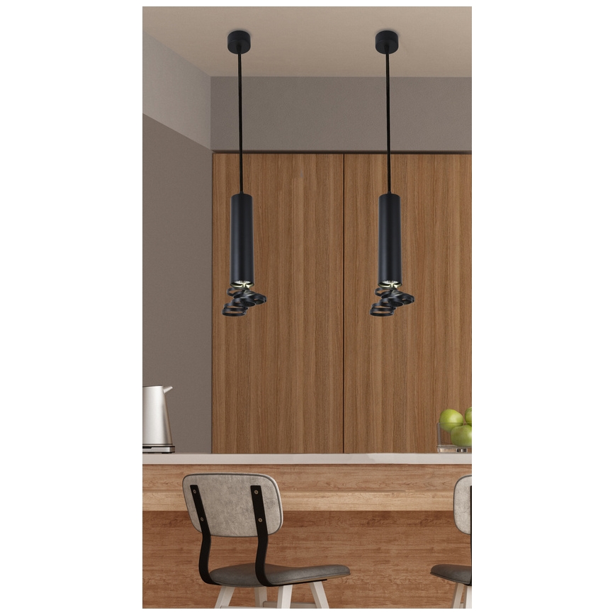 Sietynas, kabinamas ant virvės TUBA 1xGU10/50W/230V juodas