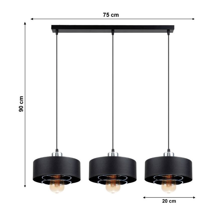 Sietynas, kabinamas ant virvės VEST 3xE27/60W/230V