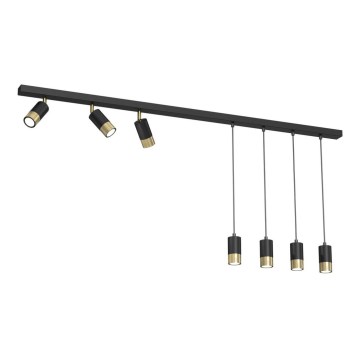 Sietynas LINK 7xGU10/8W/230V 150 cm juodas/žalvaris