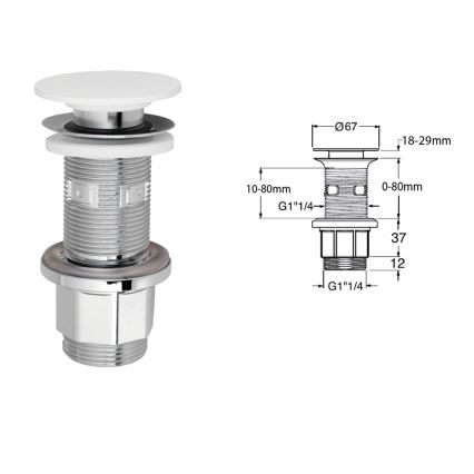 Silfra - Praustuvo išleidimo vožtuvas, skersmuo 6,7 cm, balta/blizgus chromas