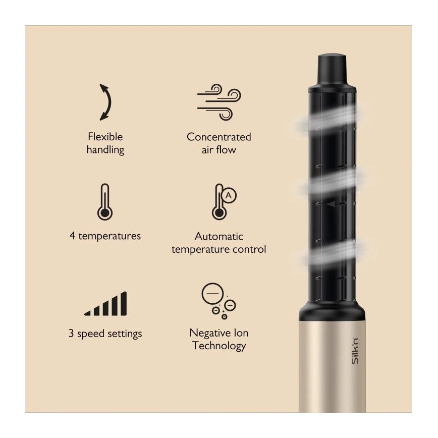 Silk’n - Plaukų džiovintuvas SILKYAIR FLEX 230V juodas/auksinis