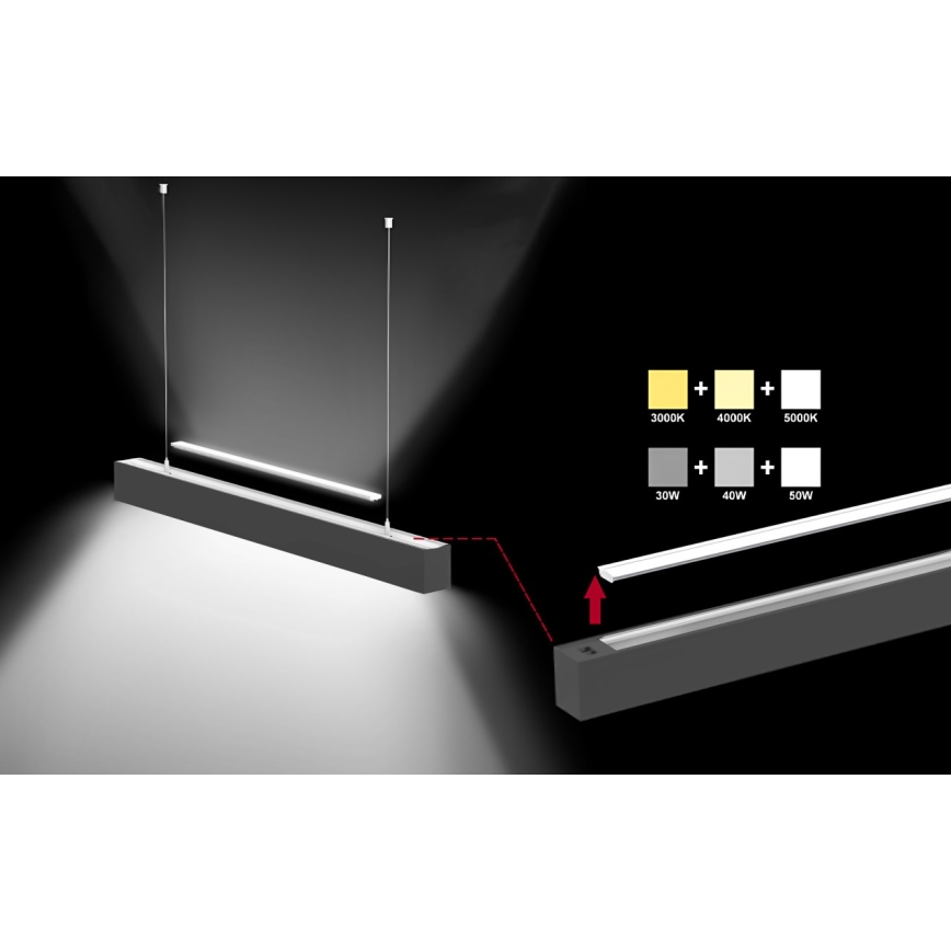 Sinclair - LED lubinis šviestuvas LSM LED/40W/230V 3000K/4000K/5000K 120 cm juoda