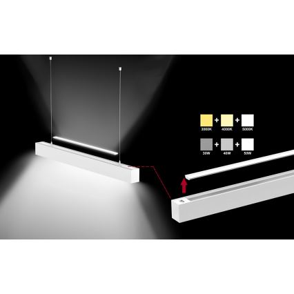 Sinclair - LED lubinis šviestuvas LSM LED/40W/230V 3000K/4000K/5000K 120 cm sidabras