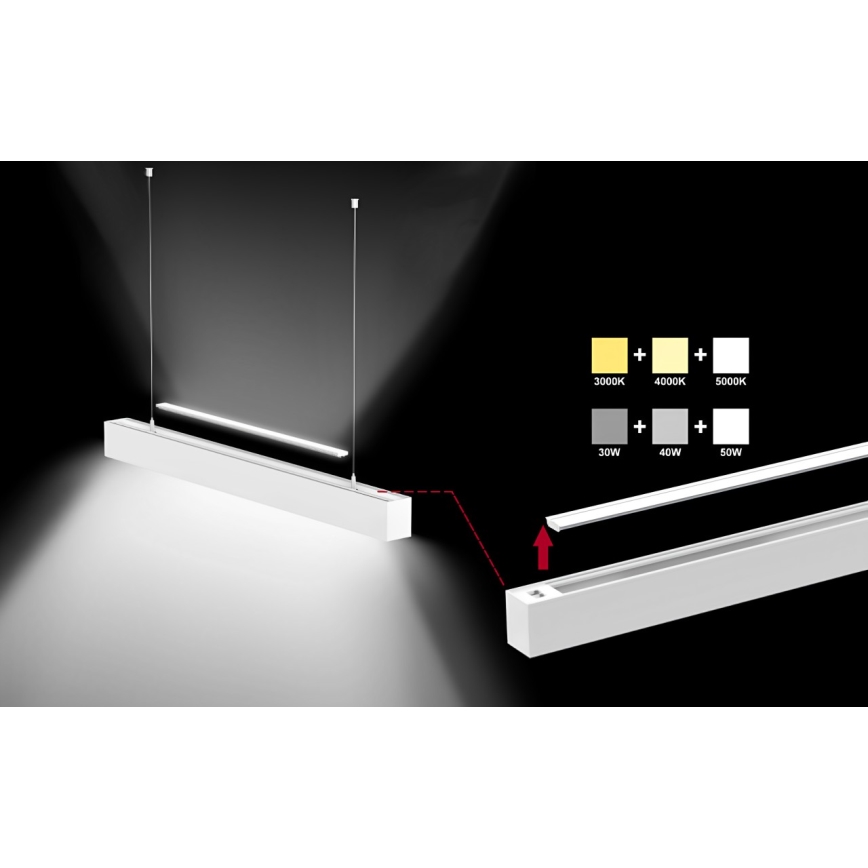 Sinclair - LED lubinis šviestuvas LSM LED/40W/230V 3000K/4000K/5000K 120 cm sidabras