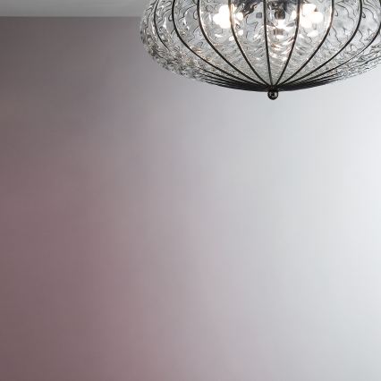 SIRU - Lubinis šviestuvas ACCADEMIA 3xE27/60W/230V permatoma/juoda Venecijos stiklas