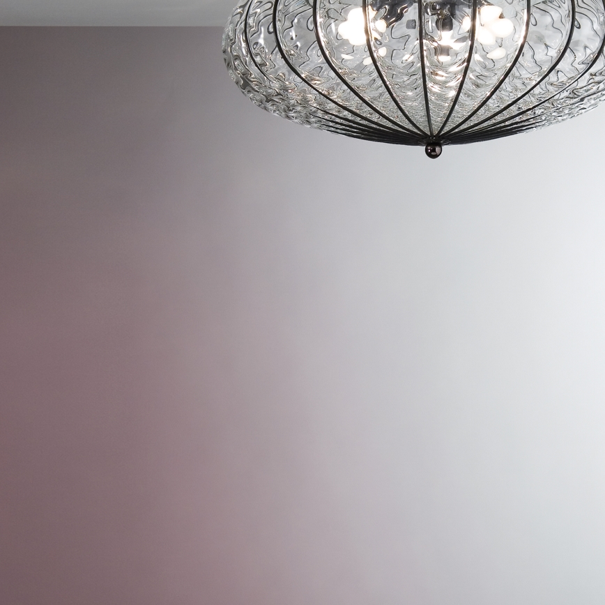 SIRU - Lubinis šviestuvas ACCADEMIA 3xE27/60W/230V permatoma/juoda Venecijos stiklas