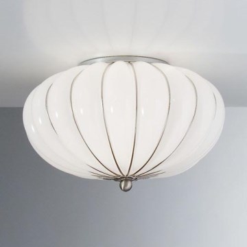 SIRU - Lubinis šviestuvas GIOVE 2xE14/40W/230V diametras 29 cm matinis chromas/balta Venecijos stiklas