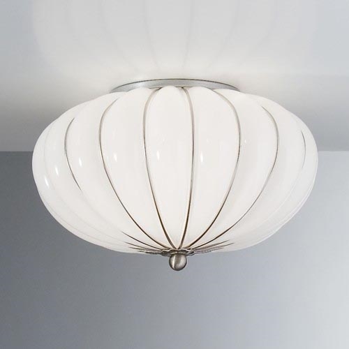 SIRU - Lubinis šviestuvas GIOVE 2xE14/40W/230V diametras 29 cm matinis chromas/balta Venecijos stiklas