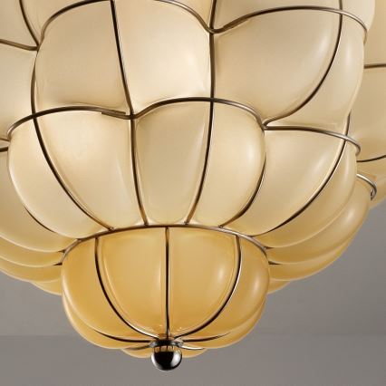 SIRU - Lubinis šviestuvas POUFF 3xE27/60W/230V blizgus chromas/smėlio spalva Venecijos stiklas