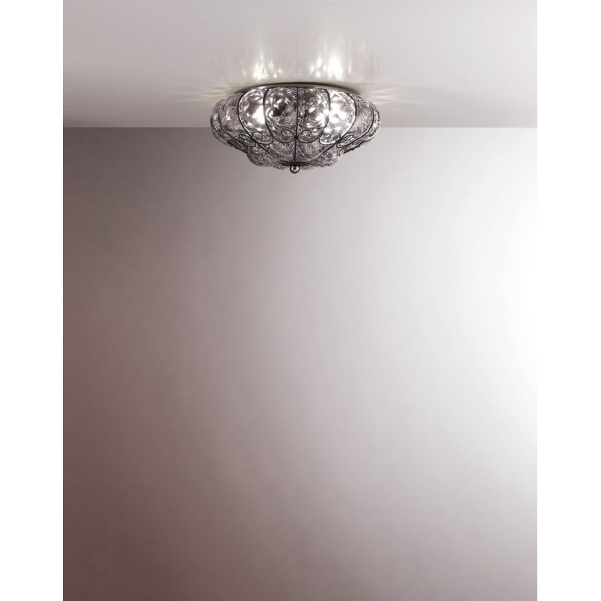 SIRU - Lubinis šviestuvas SOLE 3xE14/40W/230V diametras 31 cm permatoma/matinis chromas Venecijos stiklas
