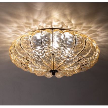 SIRU - Lubinis šviestuvas SOLE 3xE14/40W/230V diametras 31 cm smėlio spalva/matinis chromas Venecijos stiklas