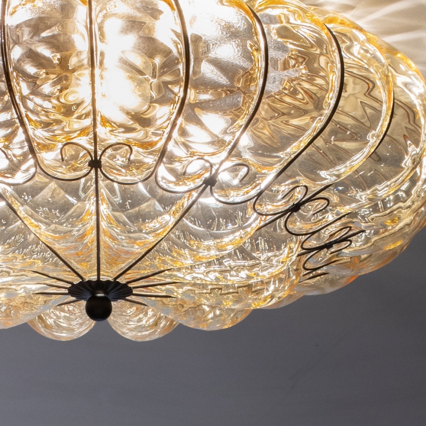 SIRU - Lubinis šviestuvas SOLE 3xE14/40W/230V diametras 31 cm smėlio spalva/matinis chromas Venecijos stiklas