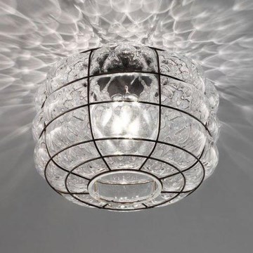 SIRU - Lubinis šviestuvas TERRA 1xE27/60W/230V juoda/permatoma Venecijos stiklas