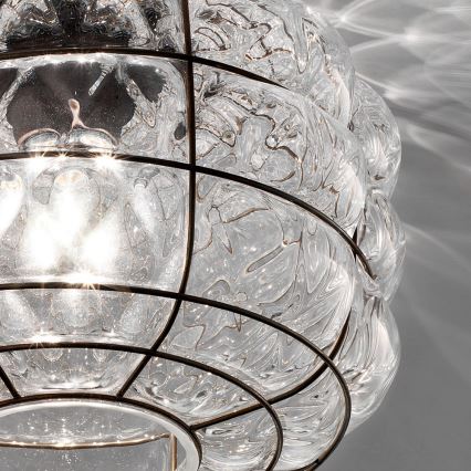 SIRU - Lubinis šviestuvas TERRA 1xE27/60W/230V juoda/permatoma Venecijos stiklas