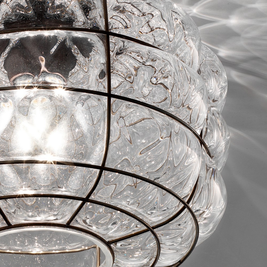 SIRU - Lubinis šviestuvas TERRA 1xE27/60W/230V juoda/permatoma Venecijos stiklas