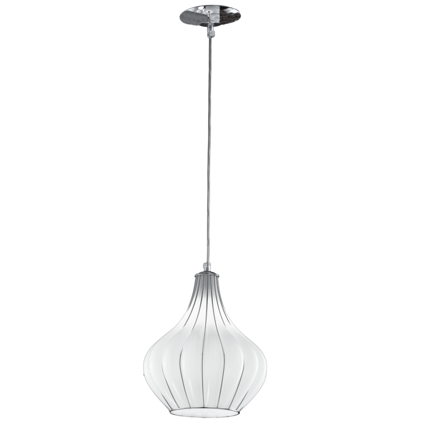 SIRU - Pakabinamas sietynas AURIGA 1xE14/40W/230V diametras 26 cm matinis chromas/balta Venecijos stiklas