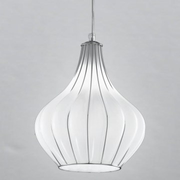SIRU - Pakabinamas sietynas AURIGA 1xE14/40W/230V diametras 26 cm matinis chromas/balta Venecijos stiklas