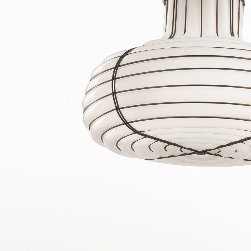 SIRU - Pakabinamas sietynas CHAPEAU 2xE14/40W/230V matinis chromas/balta Venecijos stiklas