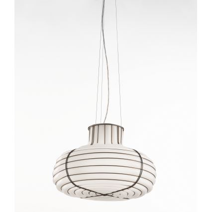 SIRU - Pakabinamas sietynas CHAPEAU 2xE14/40W/230V matinis chromas/balta Venecijos stiklas