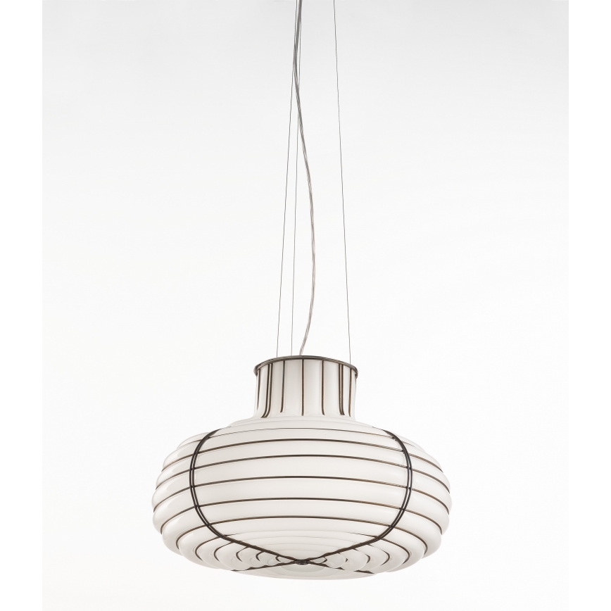 SIRU - Pakabinamas sietynas CHAPEAU 2xE14/40W/230V matinis chromas/balta Venecijos stiklas