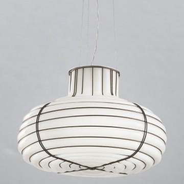 SIRU - Pakabinamas sietynas CHAPEAU 2xE14/40W/230V matinis chromas/balta Venecijos stiklas
