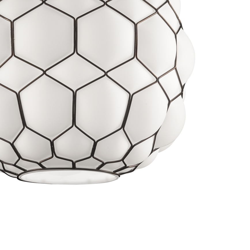 SIRU - Pakabinamas sietynas GALAPAGOS 1xE27/60W/230V juoda/balta Venecijos stiklas