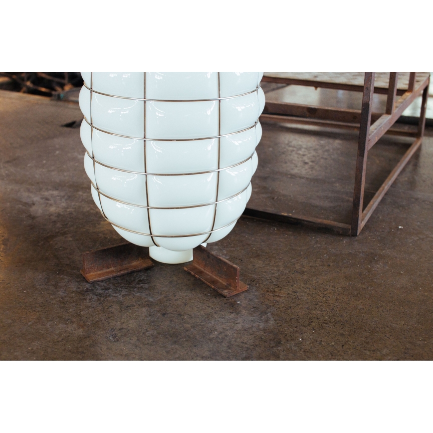 SIRU - Pakabinamas sietynas LANTERNA 1xE27/60W/230V diametras 32 cm juoda/balta Venecijos stiklas