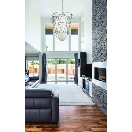 SIRU - Pakabinamas sietynas SEGNI 1xE27/60W/230V juoda/balta Venecijos stiklas