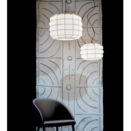 SIRU - Pakabinamas sietynas TERRA 1xE27/60W/230V juoda/balta Venecijos stiklas