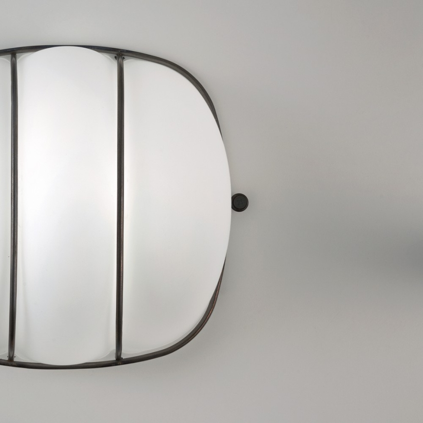 SIRU - Sieninis šviestuvas CAGE 1xGX53/10W/230V 20 cm juoda/balta Venecijos stiklas