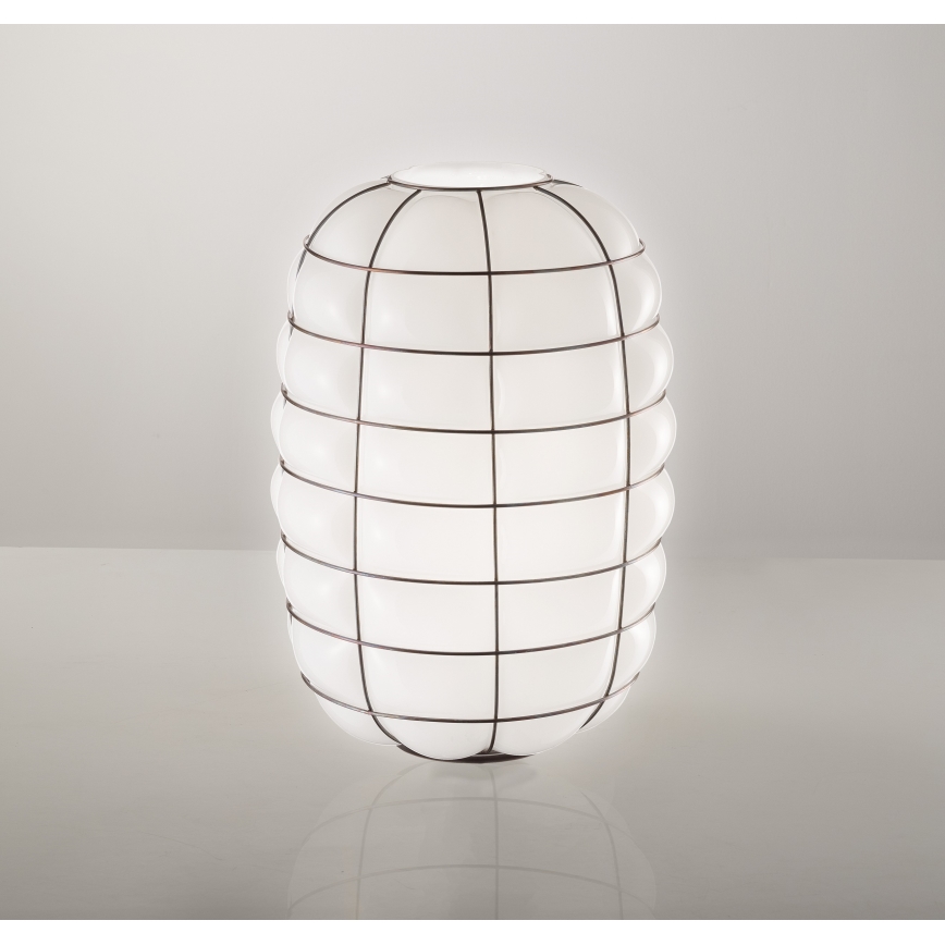 SIRU - Sieninis šviestuvas LANTERNA 1xE27/60W/230V juoda/balta Venecijos stiklas