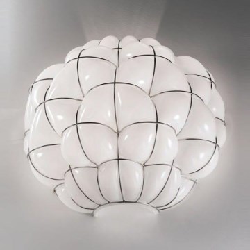 SIRU - Sieninis šviestuvas POUFF 1xE27/60W/230V blizgus chromas/balta Venecijos stiklas