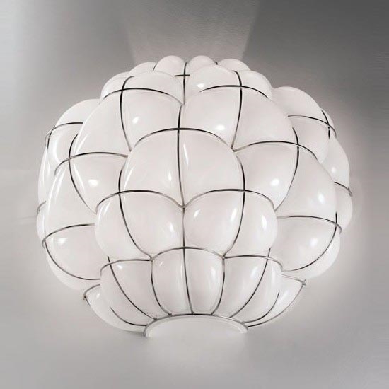 SIRU - Sieninis šviestuvas POUFF 1xE27/60W/230V blizgus chromas/balta Venecijos stiklas