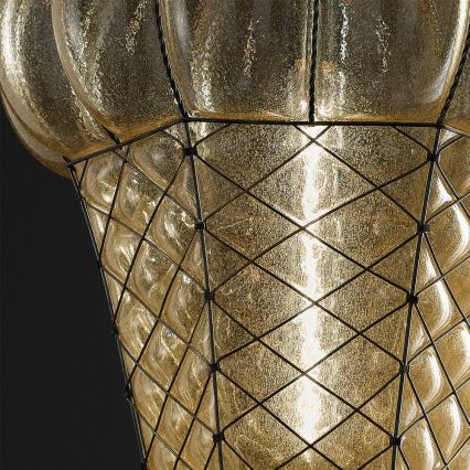 SIRU - Sietynas, kabinamas ant grandinės BABÀ 1xE27/60W/230V diametras 30 cm smėlio spalva/ruda Venecijos stiklas