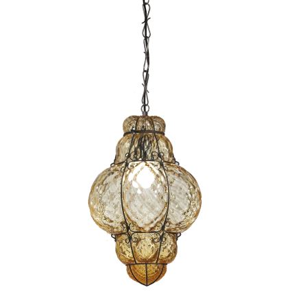 SIRU - Sietynas, kabinamas ant grandinės CLASSIC 1xE27/60W/230V diametras 30 cm smėlio spalva/juoda Venecijos stiklas