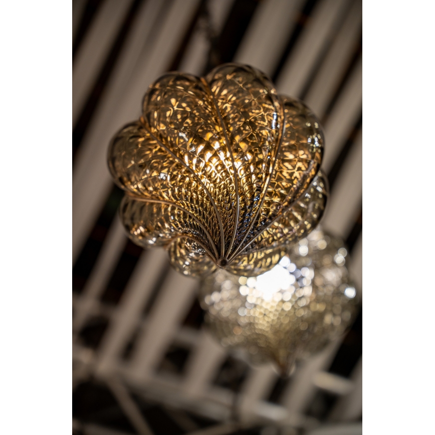 SIRU - Sietynas, kabinamas ant grandinės GOCCIA 1xE27/60W/230V diametras 25 cm smėlio spalva/ruda Venecijos stiklas