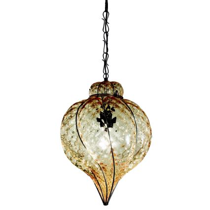 SIRU - Sietynas, kabinamas ant grandinės GOCCIA 1xE27/60W/230V diametras 25 cm smėlio spalva/ruda Venecijos stiklas