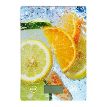 Skaitmeninė virtuvės svarstyklė 2xAAA citrusų spalvos