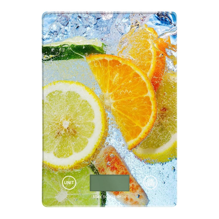 Skaitmeninė virtuvės svarstyklė 2xAAA citrusų spalvos