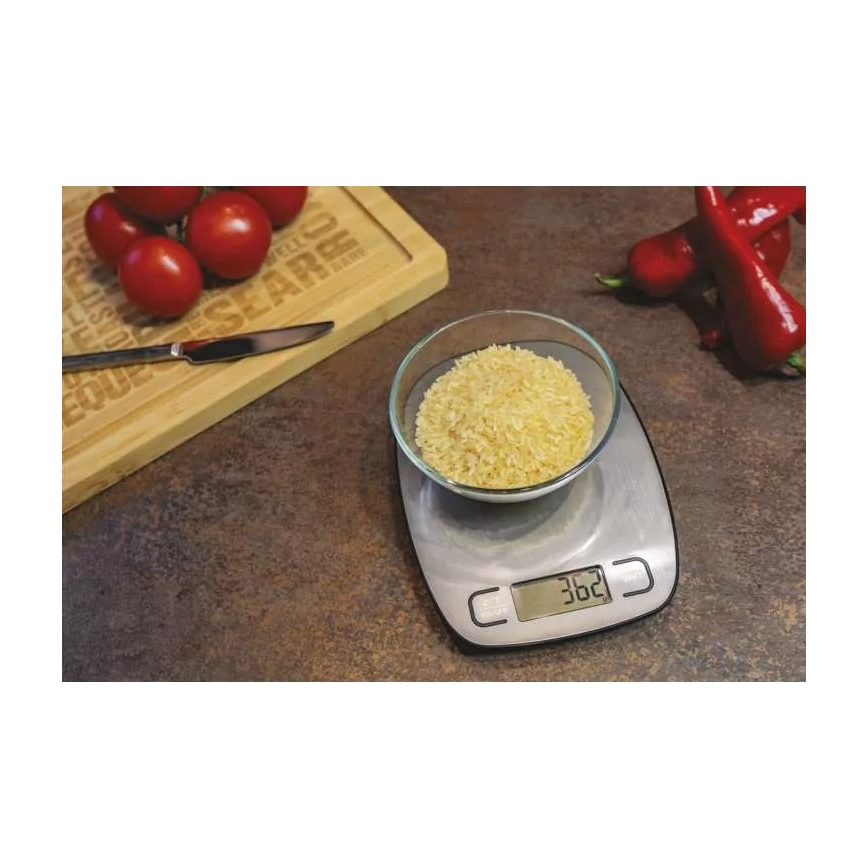 Skaitmeninės virtuvės svarstyklės 2xAAA sidabrinės