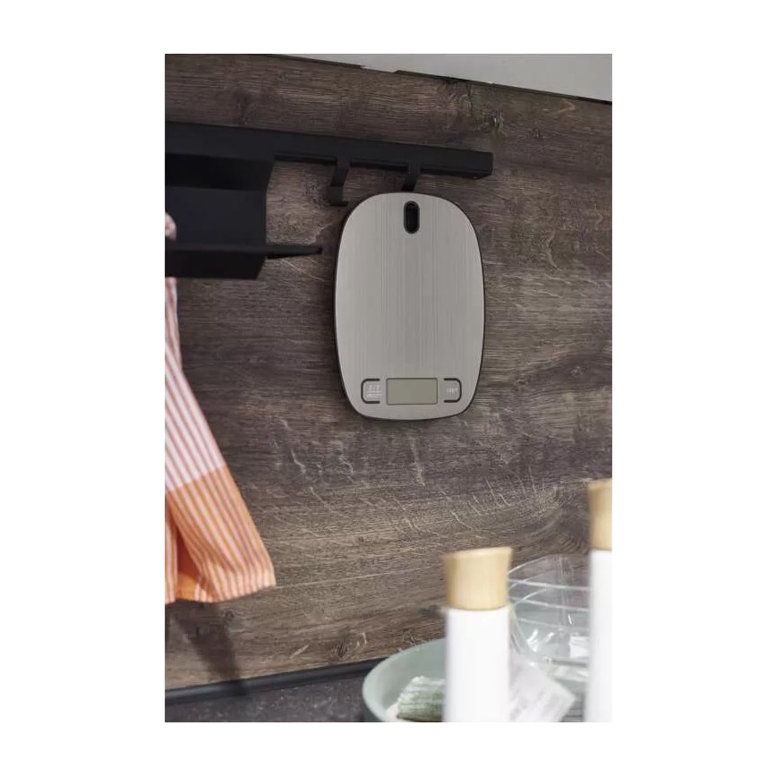 Skaitmeninės virtuvės svarstyklės 2xAAA sidabrinės