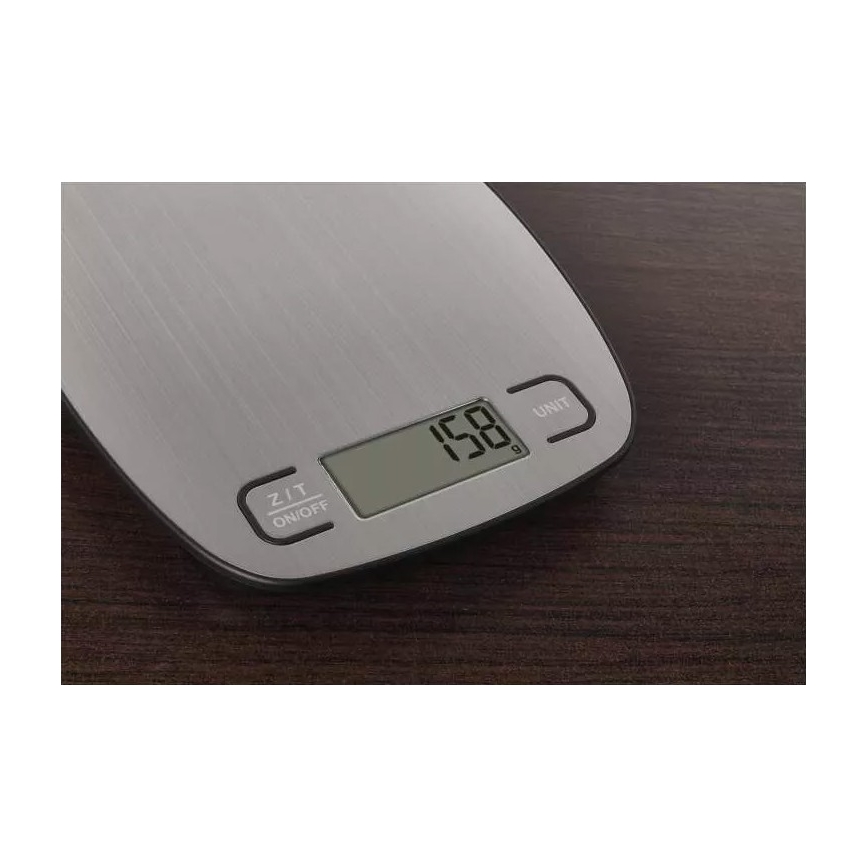 Skaitmeninės virtuvės svarstyklės 2xAAA sidabrinės