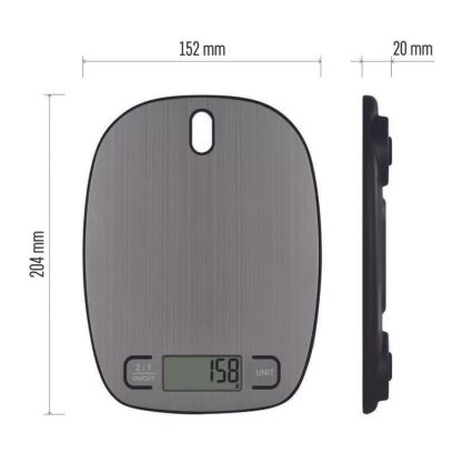 Skaitmeninės virtuvės svarstyklės 2xAAA sidabrinės